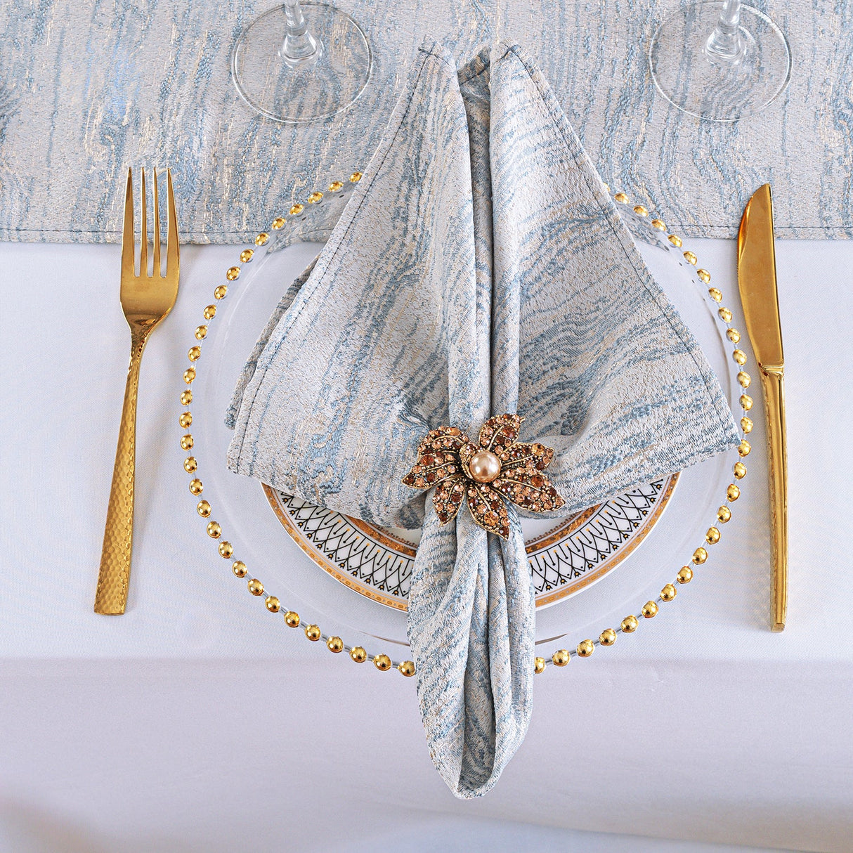 Jacquard Cloth Dinner Napkin 20x20 Dusty Blue