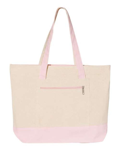 Q-Tees 19L Zippered Cotton Canvas Tote