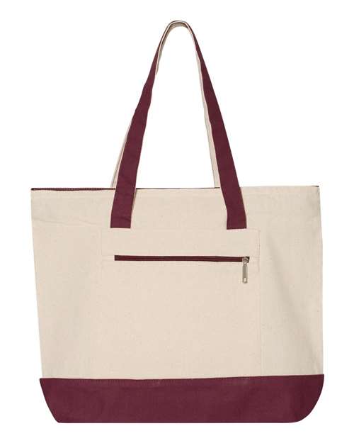 Q-Tees 19L Zippered Cotton Canvas Tote