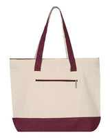 Q-Tees 19L Zippered Cotton Canvas Tote