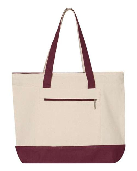 Q-Tees 19L Zippered Cotton Canvas Tote