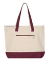 Q-Tees 19L Zippered Cotton Canvas Tote