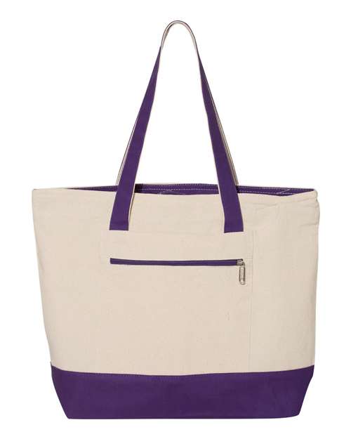 Q-Tees 19L Zippered Cotton Canvas Tote