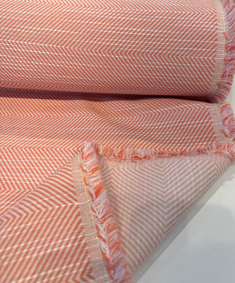 Sunbrella Annex Guava Pink Herringbone Acrylic Fabric - Guava Pink Herringbone, 56" Width (1 Yard)