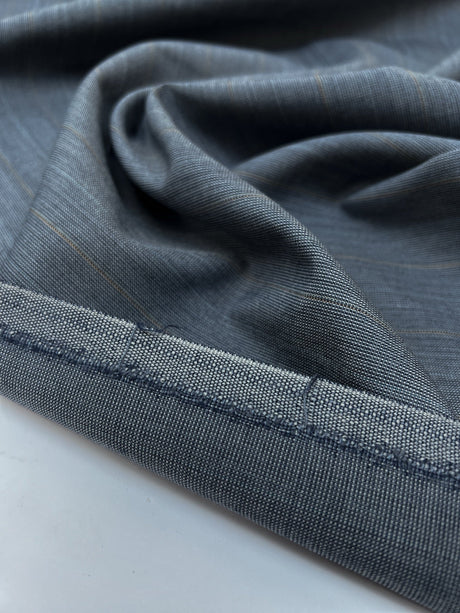 Wool Polyester Suit Fabric Checked Brown Blue