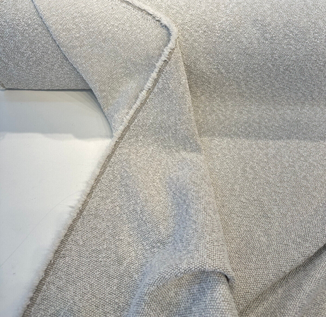 Kravet Boucle Wool Viscose Polyester Blend Fabric - White Gray Boucle, 55.12" Width (1 Yard)
