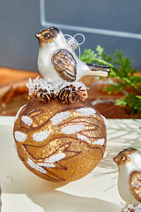 5” Bird on Ball Glass Ornament