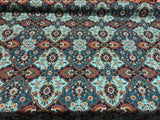 Magnolia Quatrefoil Cotton Fabric - Aqua Quatrefoil Pattern, 57" Width (1 Yard)