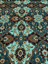 Magnolia Quatrefoil Cotton Fabric - Aqua Quatrefoil Pattern, 57" Width (1 Yard)