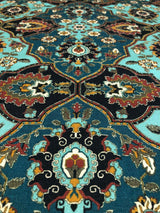 Magnolia Quatrefoil Cotton Fabric - Aqua Quatrefoil Pattern, 57" Width (1 Yard)