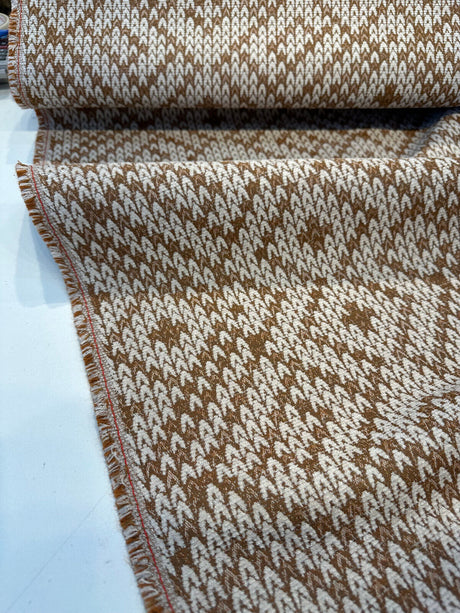 Sunbrella Sweater Weather Acrylic Fabric - Cedar Rust, Textured Geometric, 54" Width (1 Yard)