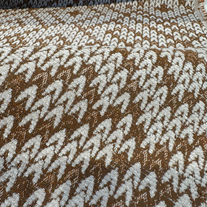 Sunbrella Sweater Weather Acrylic Fabric - Cedar Rust, Textured Geometric, 54" Width (1 Yard)