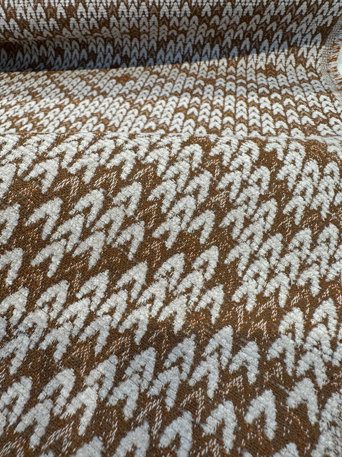 Sunbrella Sweater Weather Acrylic Fabric - Cedar Rust, Textured Geometric, 54" Width (1 Yard)