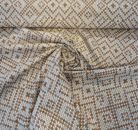 Sunbrella Sweater Weather Acrylic Fabric - Cedar Rust, Textured Geometric, 54" Width (1 Yard)