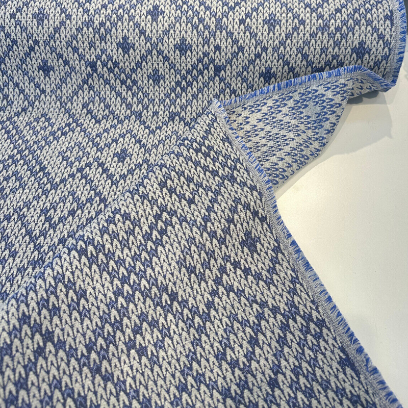 Sunbrella Sweater Weather Acrylic Polyester Fabric - Blue Willow, Textured Geometric, 54" Width (1 Yard)