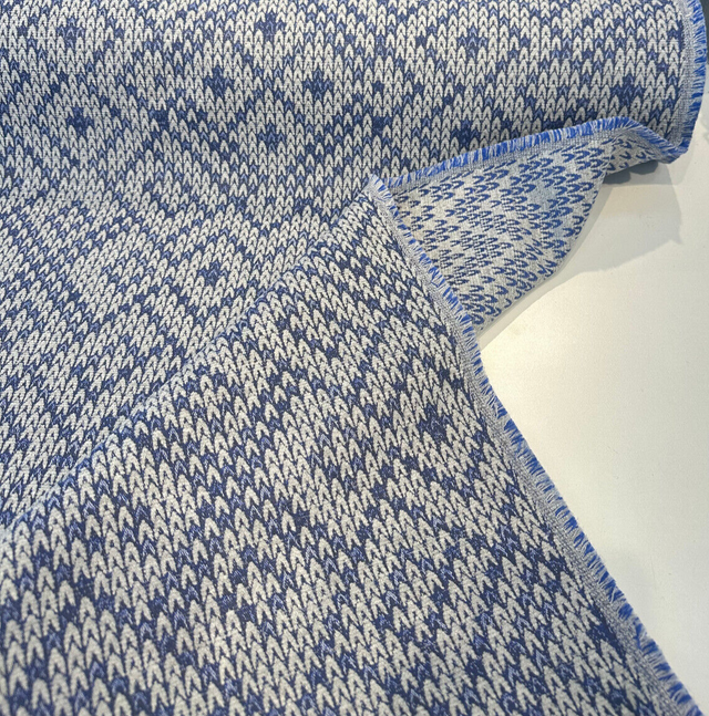 Sunbrella Sweater Weather Acrylic Polyester Fabric - Blue Willow, Textured Geometric, 54" Width (1 Yard)
