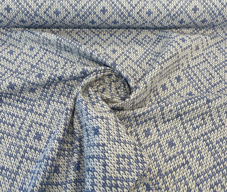 Sunbrella Sweater Weather Acrylic Polyester Fabric - Blue Willow, Textured Geometric, 54" Width (1 Yard)