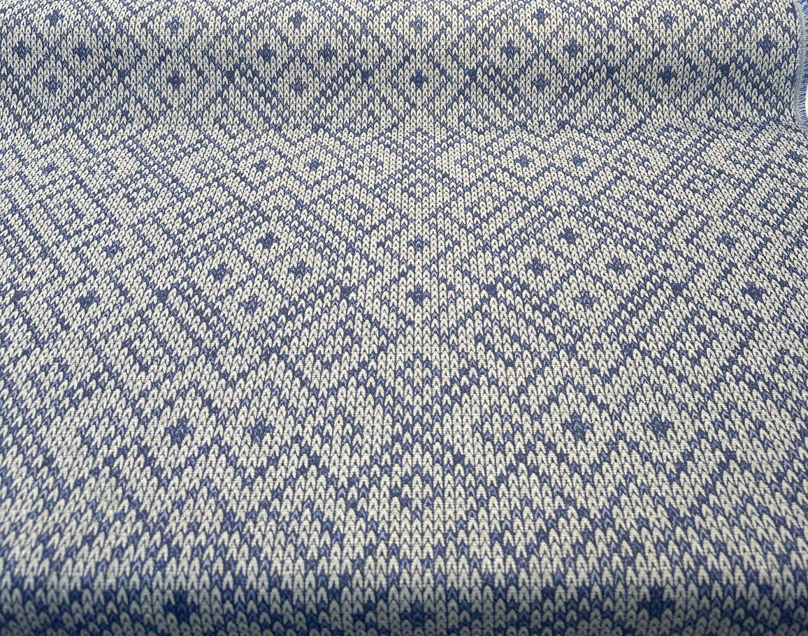 Sunbrella Sweater Weather Acrylic Polyester Fabric - Blue Willow, Textured Geometric, 54" Width (1 Yard)
