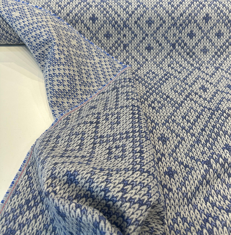 Sunbrella Sweater Weather Acrylic Polyester Fabric - Blue Willow, Textured Geometric, 54" Width (1 Yard)