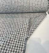 Houndstooth Coco Chenille Upholstery Fabric - Black Ivory Houndstooth, 54" Width (By The Yard)