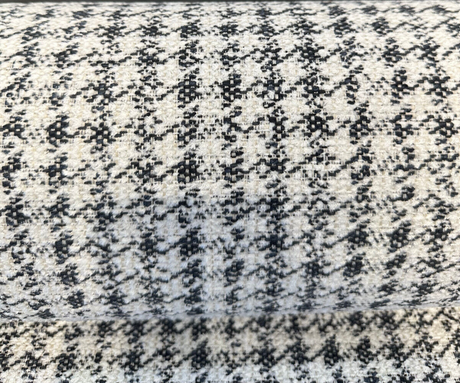 Houndstooth Coco Chenille Upholstery Fabric - Black Ivory Houndstooth, 54" Width (By The Yard)