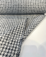 Houndstooth Coco Chenille Upholstery Fabric - Black Ivory Houndstooth, 54" Width (By The Yard)
