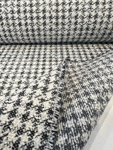 Houndstooth Coco Chenille Upholstery Fabric - Black Ivory Houndstooth, 54" Width (By The Yard)