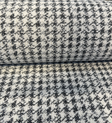 Houndstooth Coco Chenille Upholstery Fabric - Black Ivory Houndstooth, 54" Width (By The Yard)
