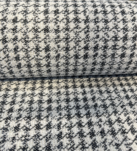 Houndstooth Coco Chenille Upholstery Fabric - Black Ivory Houndstooth, 54" Width (By The Yard)