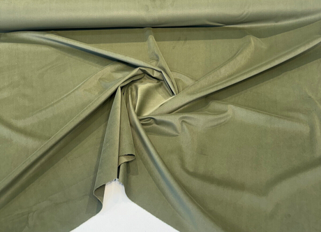 Rudy Velvet Polyester Fabric - Green Moss, Upholstery, 56" Width (1 Yard)