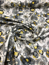 Bartson Cotton Fabric - Splatter Yellow Charcoal Artist Print, 57" Width (1 Yard)