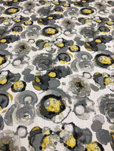 Bartson Cotton Fabric - Splatter Yellow Charcoal Artist Print, 57" Width (1 Yard)