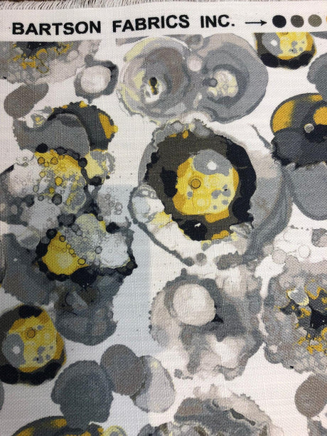 Bartson Cotton Fabric - Splatter Yellow Charcoal Artist Print, 57" Width (1 Yard)