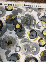 Bartson Cotton Fabric - Splatter Yellow Charcoal Artist Print, 57" Width (1 Yard)