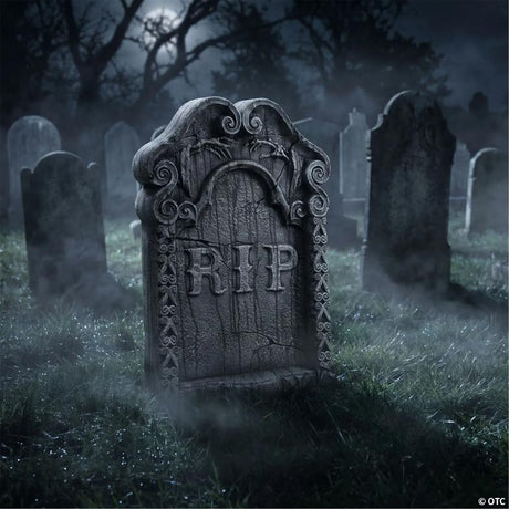 Realistic “Rest in Peace” Polystyrene Tombstone Halloween Yard Decoration