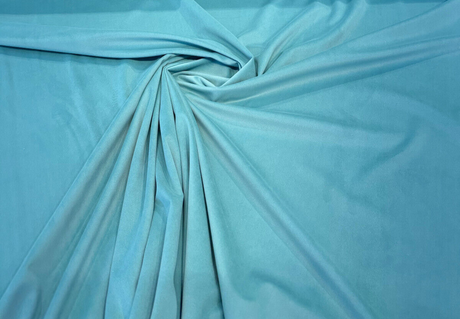 Rudy Velvet Polyester Fabric - Turquoise Blue, Upholstery, 56" Width (1 Yard)