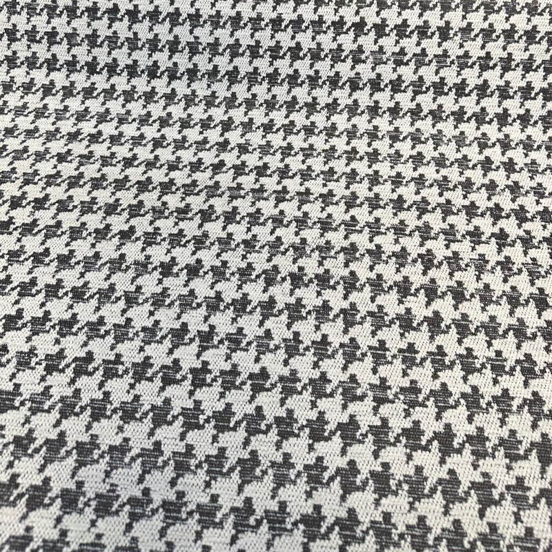 Quinn Houndstooth Chenille Upholstery Fabric - Black White Houndstooth, 54" Width (1 Yard)