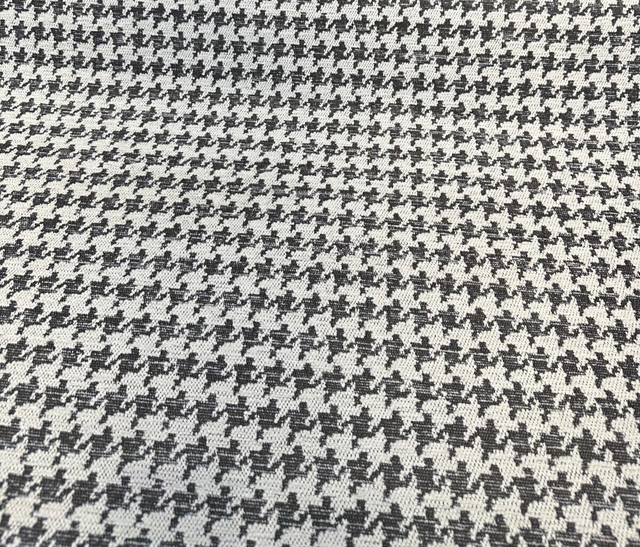 Quinn Houndstooth Chenille Upholstery Fabric - Black White Houndstooth, 54" Width (1 Yard)