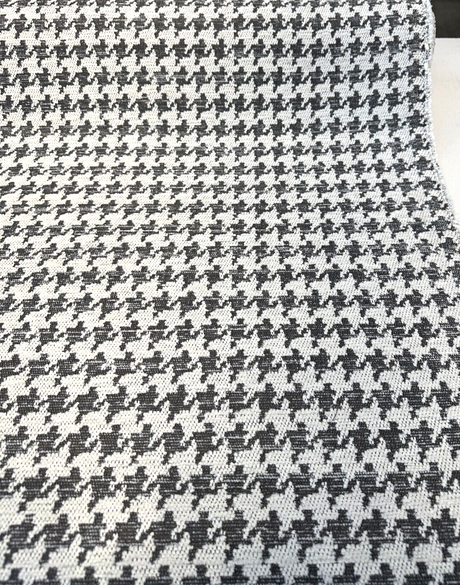 Quinn Houndstooth Chenille Upholstery Fabric - Black White Houndstooth, 54" Width (1 Yard)