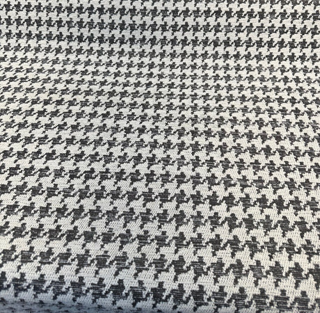 Quinn Houndstooth Chenille Upholstery Fabric - Black White Houndstooth, 54" Width (1 Yard)