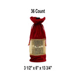 Velvet Red Wine Gift Bag 3 1/2'' x 6'' x 13 3/4''