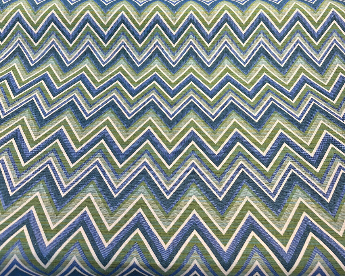 Fischer Chevron Sunbrella Solution Dyed Acrylic Fabric - Blue Green Chevron, 54" Width (1 Yard)