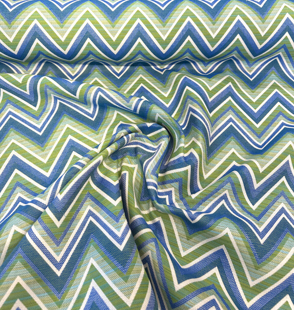 Fischer Chevron Sunbrella Solution Dyed Acrylic Fabric - Blue Green Chevron, 54" Width (1 Yard)