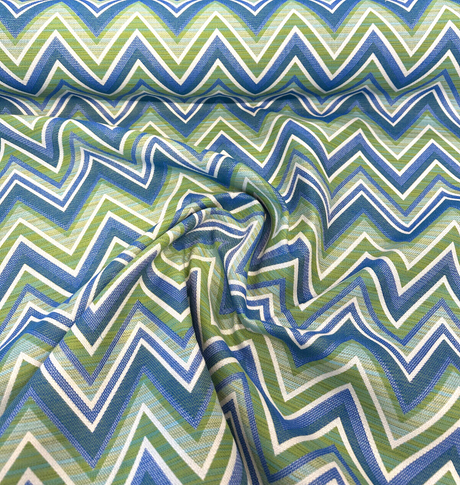 Fischer Chevron Sunbrella Solution Dyed Acrylic Fabric - Blue Green Chevron, 54" Width (1 Yard)