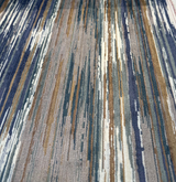 S2090 Alignment Aegean Velvet Fabric - Marseille Blue Multi-Tonal Stripes, 55" Width (By The Yard)
