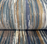 S2090 Alignment Aegean Velvet Fabric - Marseille Blue Multi-Tonal Stripes, 55" Width (By The Yard)