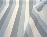 Direction Dew Stripe Acrylic Fabric - White, Grey, Blue Chambray Stripe, 54" Width (1 Yard)