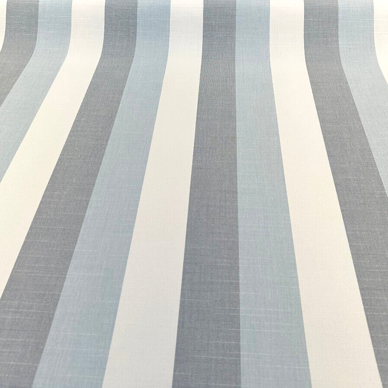 Direction Dew Stripe Acrylic Fabric - White, Grey, Blue Chambray Stripe, 54" Width (1 Yard)