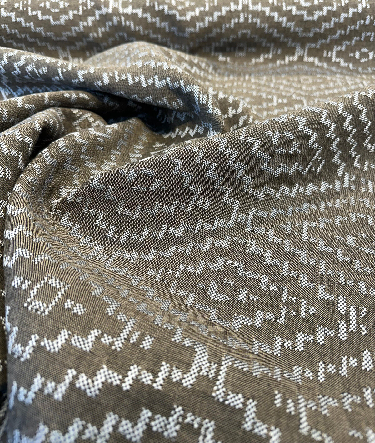 Sunbrella Capra II Acrylic Fabric - Brown Geometric Pattern, 54" Width (1 Yard)