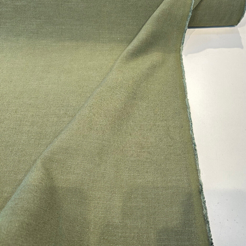 Siena Army Green Linen Fabric - Army Green, Drapery Upholstery, 58" Width (1 Yard)